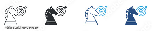 Target Strategy Icon Set, Goal Achievement and Business Planning, Success Concept Icons, Vector Illustration