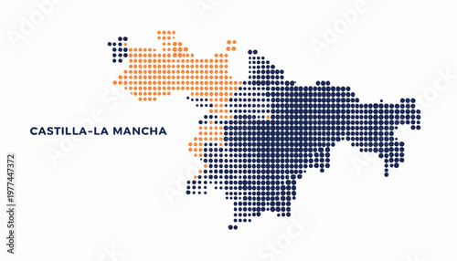 Map of Castilla-La Mancha region in Spain, dot pattern