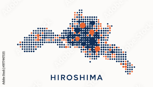 Hiroshima Map Dots Illustration