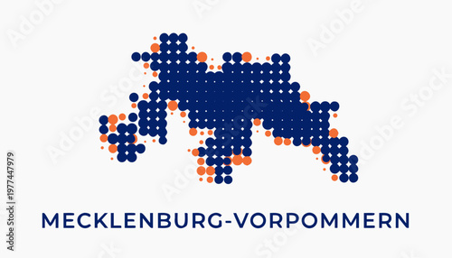 Mecklenburg-Vorpommern map illustration with dots pattern