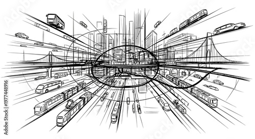 City traffic congestion illustration