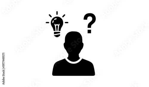 Advice problem solving glyph icon black vector design