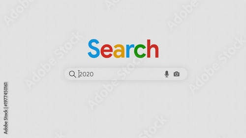 2020 Typing in Search Bar UI Animation, Modern Year Digital Search Concept, Web Interface Design