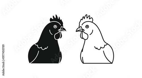 Rooster vs Hen: Classic Silhouette Comparison Guide Vector