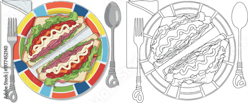 sandwitch vector illustration hand drawn clipart and lineart