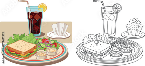 sandwitch vector illustration hand drawn clipart and lineart