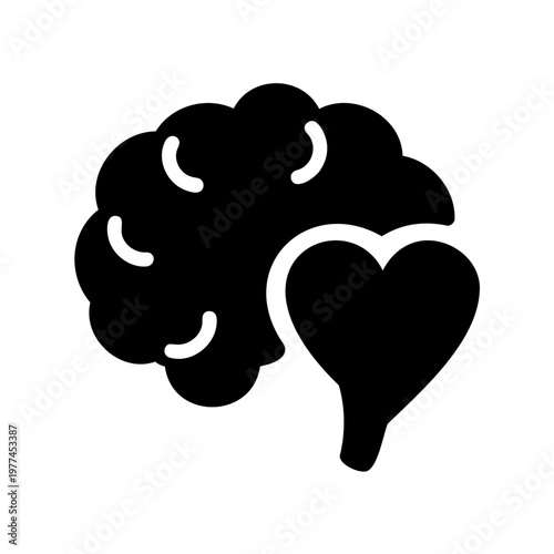 Emotional intelligence icon with brain and heart symbols, mental health and logic balance vector, psychology and empathy concept illustration