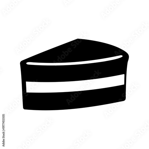 Minimalist cake slice vector icon, black and white dessert silhouette, simple layered pastry graphic for bakery menu and food branding