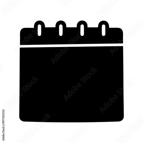 Minimalist calendar icon vector, black silhouette planner symbol, simple organizer and scheduling tool for business management and time tracking