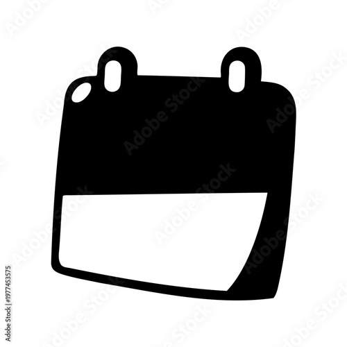 Minimalist calendar icon vector, black silhouette planner symbol, simple organizer and scheduling graphic for business apps and web design