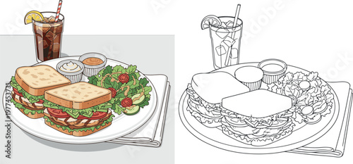 sandwitch vector illustration hand drawn clipart and lineart