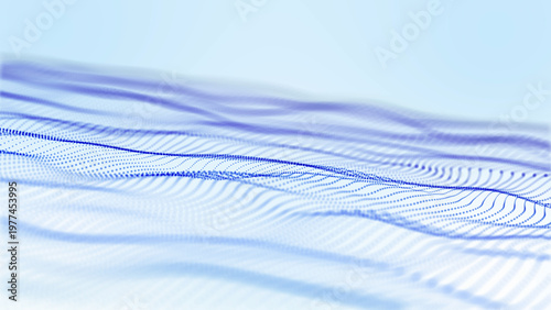 Abstract light blue particle wave with soft flowing dots forming minimal digital surface futuristic clean data motion airy background seamless loop animation 4K resolution