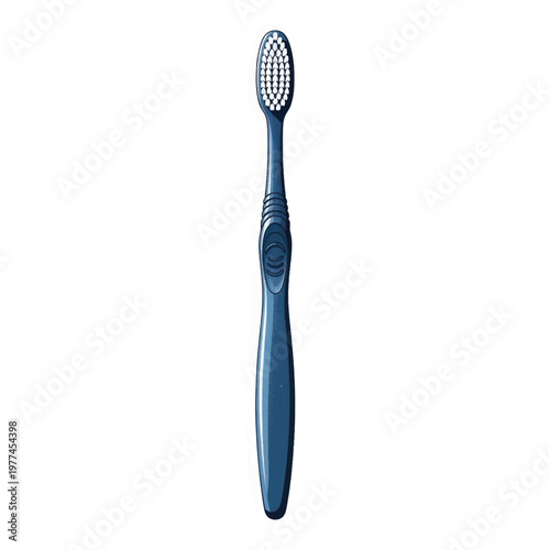 Simple blue plastic toothbrush with ergonomic handle on white.