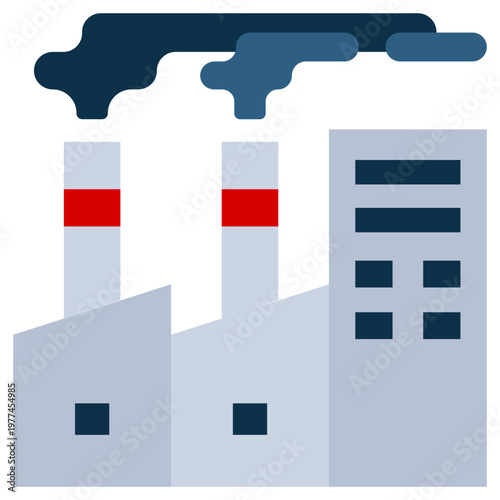 Factory with Smoke icon, Flat design style vector illustration