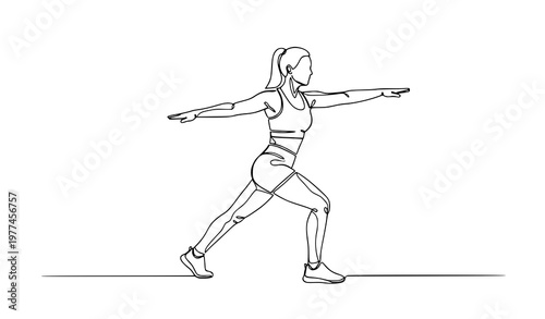 Continuous line exercising woman fitness vector illustration isolated on white background