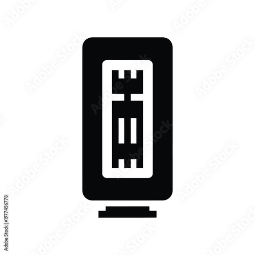 Minimalist black and white icon of a smartphone with a parking meter app displayed on the screen.