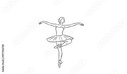 Ballet dancer line art sketch ballerina vector illustration isolated on white background