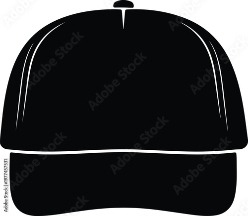 Silhouette black baseball cap isolated on white background casual headwear vector design