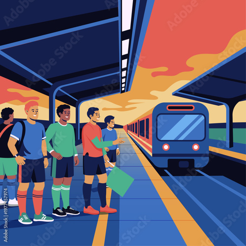 Football Fans Using Public Transport to Reach Stadium