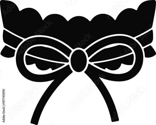 Silhouette bridal wedding garter belt with bow and lace trim vector design