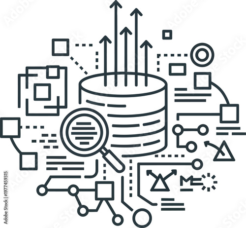 Data analysis and big data concept isolated on transparent background