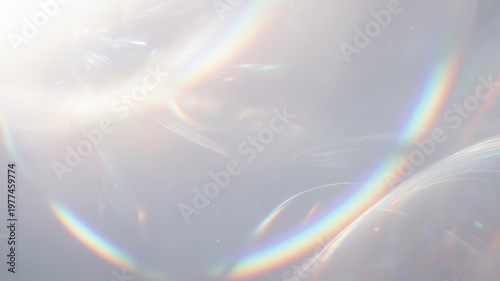 Light refraction and rainbow effect on a white background, abstract background