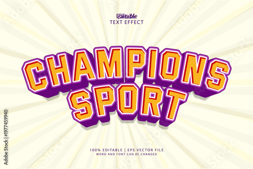 Champions Sport Editable Text Effect Style 3d Bold Vintage