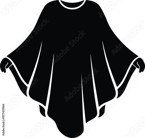 Silhouette elegant fashionable poncho design flat style apparel vector design