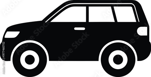Crossover Vehicle silhouette vector art illustration and minimal black and white design