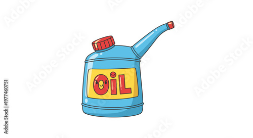 Cute Cartoon Oil Can Vector Illustration with "Oil" Text, Whimsical Character Design for Lubrication and Maintenance Concepts, Isolated on White Background