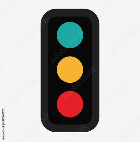 Vertical traffic light displaying red yellow and green signals