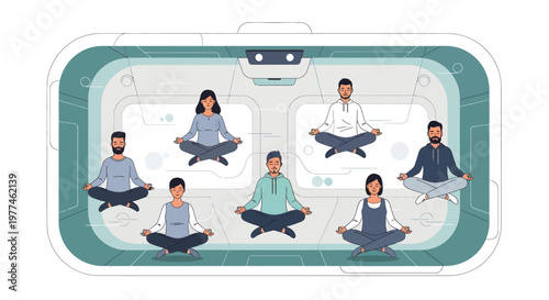 People meditating in a floatation tank, relaxation and mindfulness concept