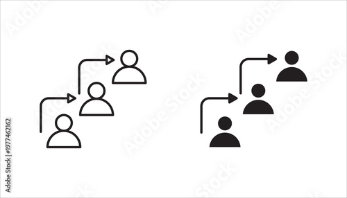 workforce planning icons set outline style illustration. contains talent acquisition, analysis, skills gap, succession planning, employee retention, optimization, workforce forecasting, strategic hiri