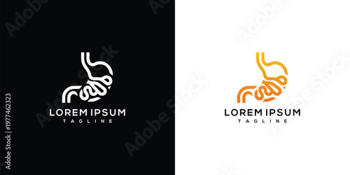 Minimalist Stomach and Digestive System Line Art Logo Design