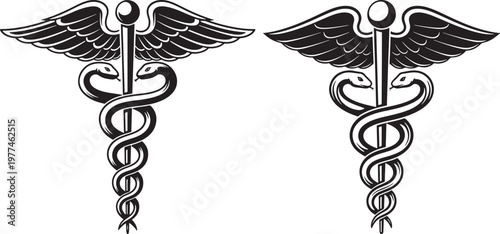 Caduceus symbol icons with doctor s office black and white emergency services vital signs caduceus medicine hospital healthcare pharmacy treatment illustration mythology symbolic lifeline
