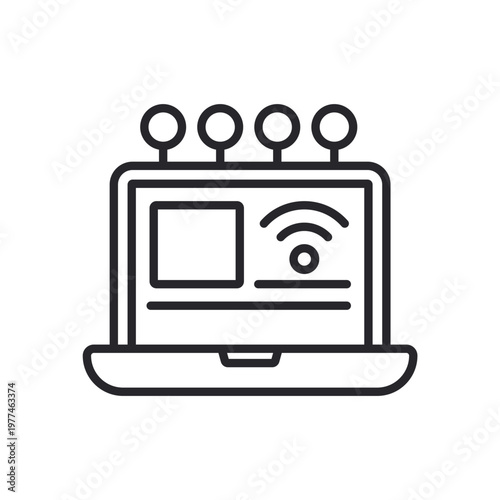 information technology icons outline and Flat Style,transparent background