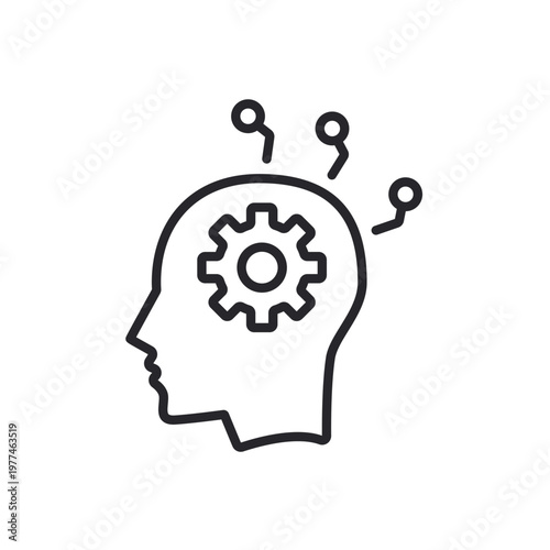 thinking icons outline and Flat Style,transparent background