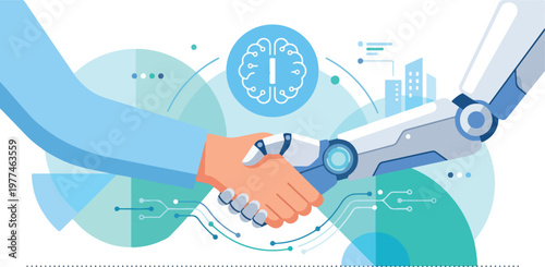 Human and Robot Handshake with Digital Brain Concept