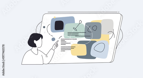 Creative person brainstorming ideas on a digital canvas