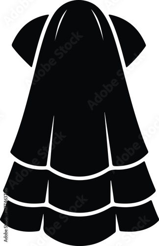 Silhouette of a tiered bridal wedding veil fashion accessory vector design