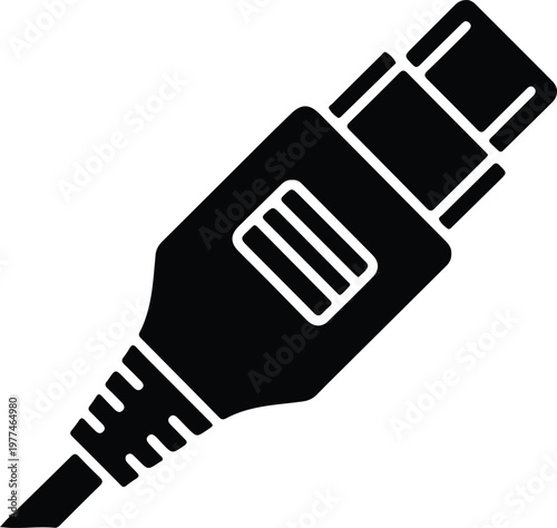 Silhouette universal serial bus data cable plug connector adapter vector design