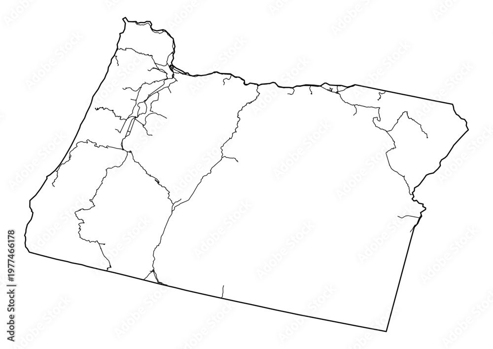 Fototapeta premium Oregon active railway network map isolated outline vector cartography logistics transit and freight infrastructure