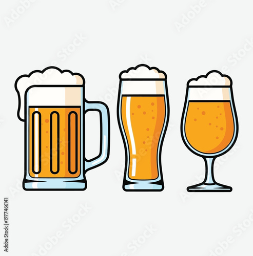 Assorted beer glasses a colorful illustration of refreshing beverages