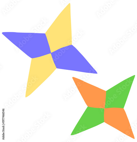 折り紙で作られた手裏剣のイラスト ベクター素材