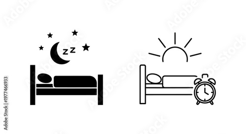 Night and day icons displaying sleep and wakefulness concepts