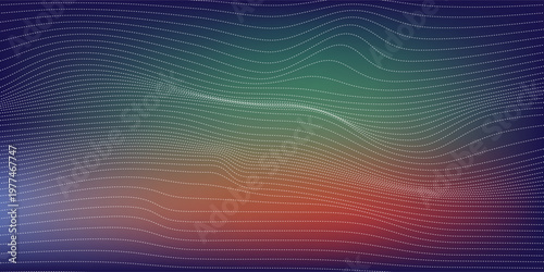 Futuristic particle wave gradient background, Multicolor analytical dot mesh fintech stock market background eps10