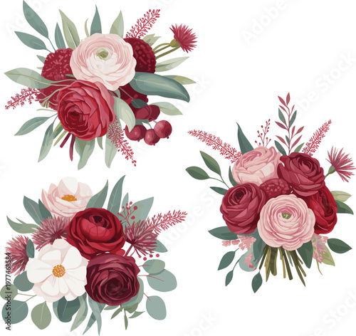 Vibrant red and pink gerbera daisies with green leaves on white background red gerbera daisy pink gerbera daisy