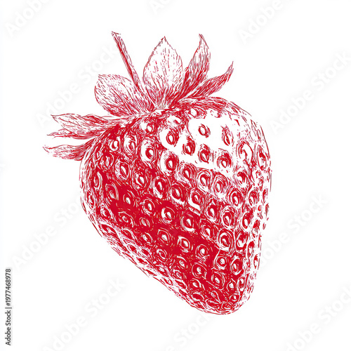Ripe strawberries and flowers in hair on white background.
