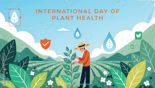 International Day of Plant Health Promoting Sustainable Farming and Global Environmental Awareness Illustration.eps