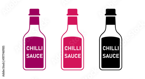 Set of three chilli sauce bottles